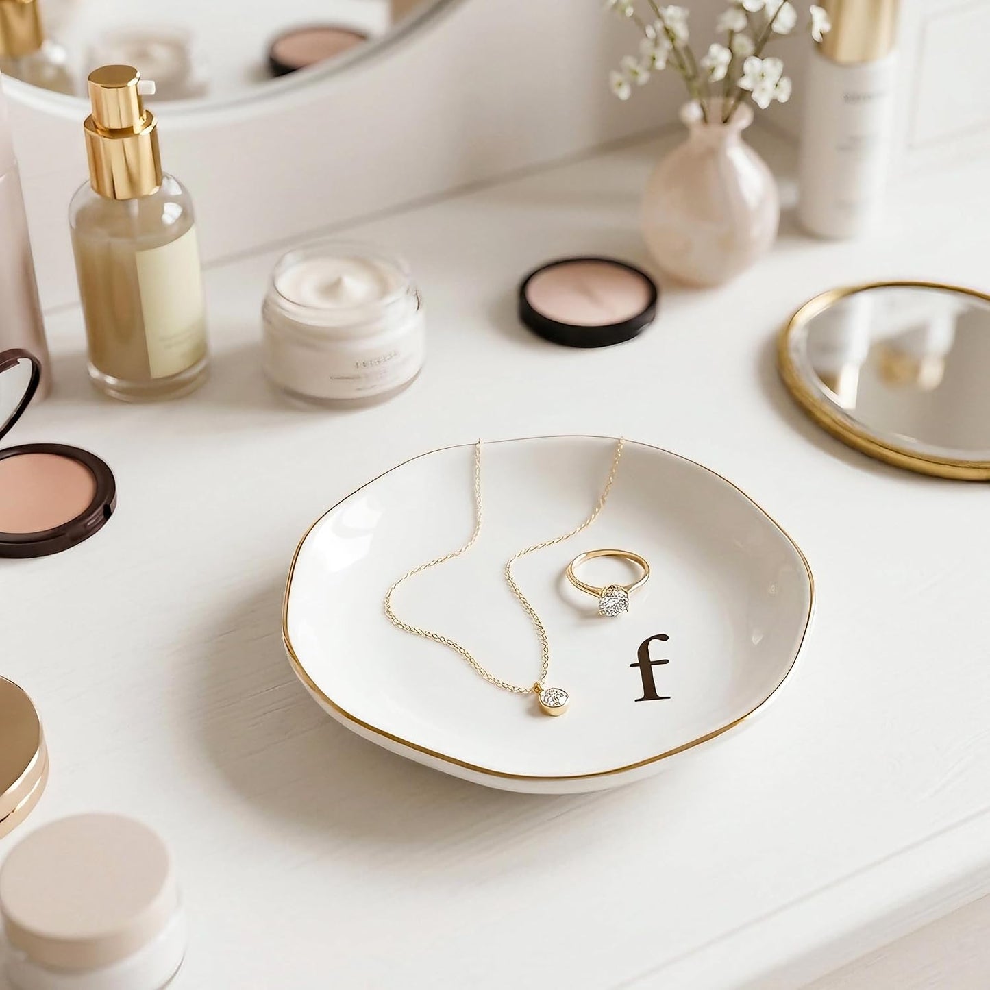 Ceramic Jewelry Tray / F / White