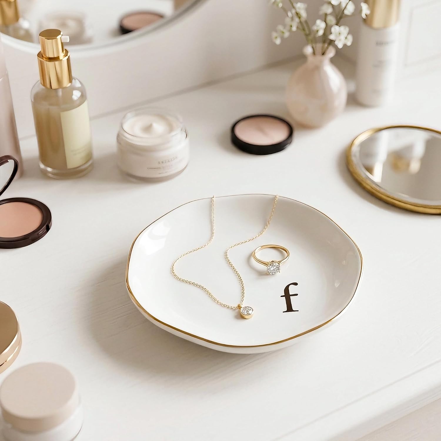Ceramic Jewelry Tray / F / White