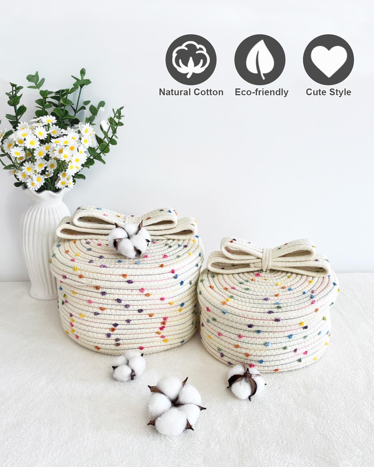 Small Woven Storage Baskets / Rainbow / S+L