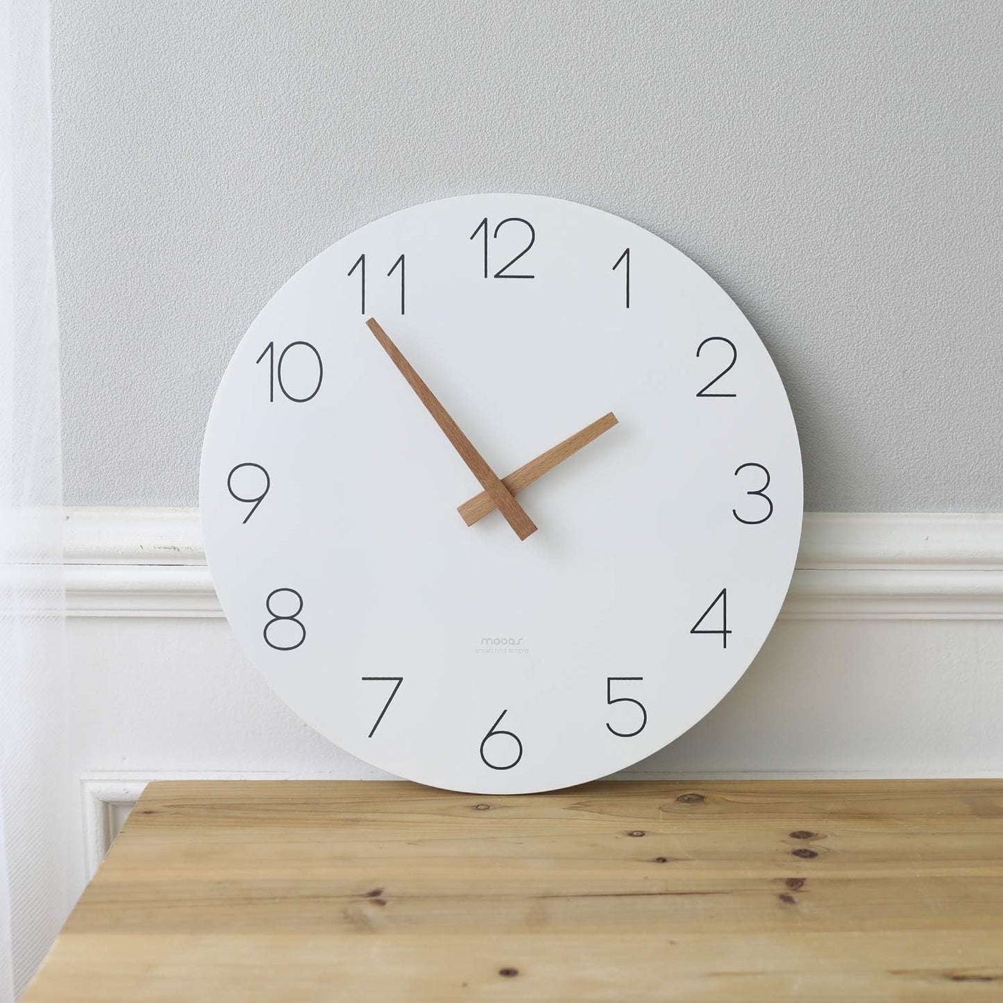 mooas Flatwood Wall Clock, 12" Analog Wall Clock, Silent Non-Ticking | Modern Wall Clocks Battery Operated for Office