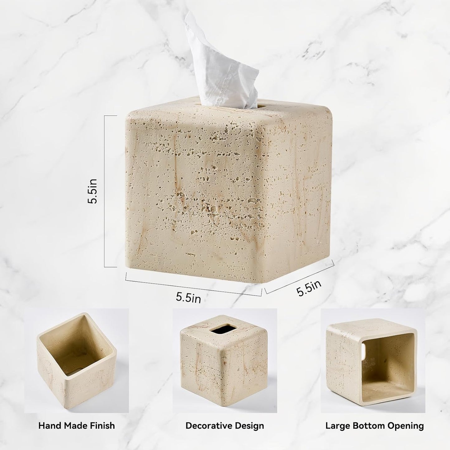 Resin Heavy Tissue Box Holder / Yellow Stone