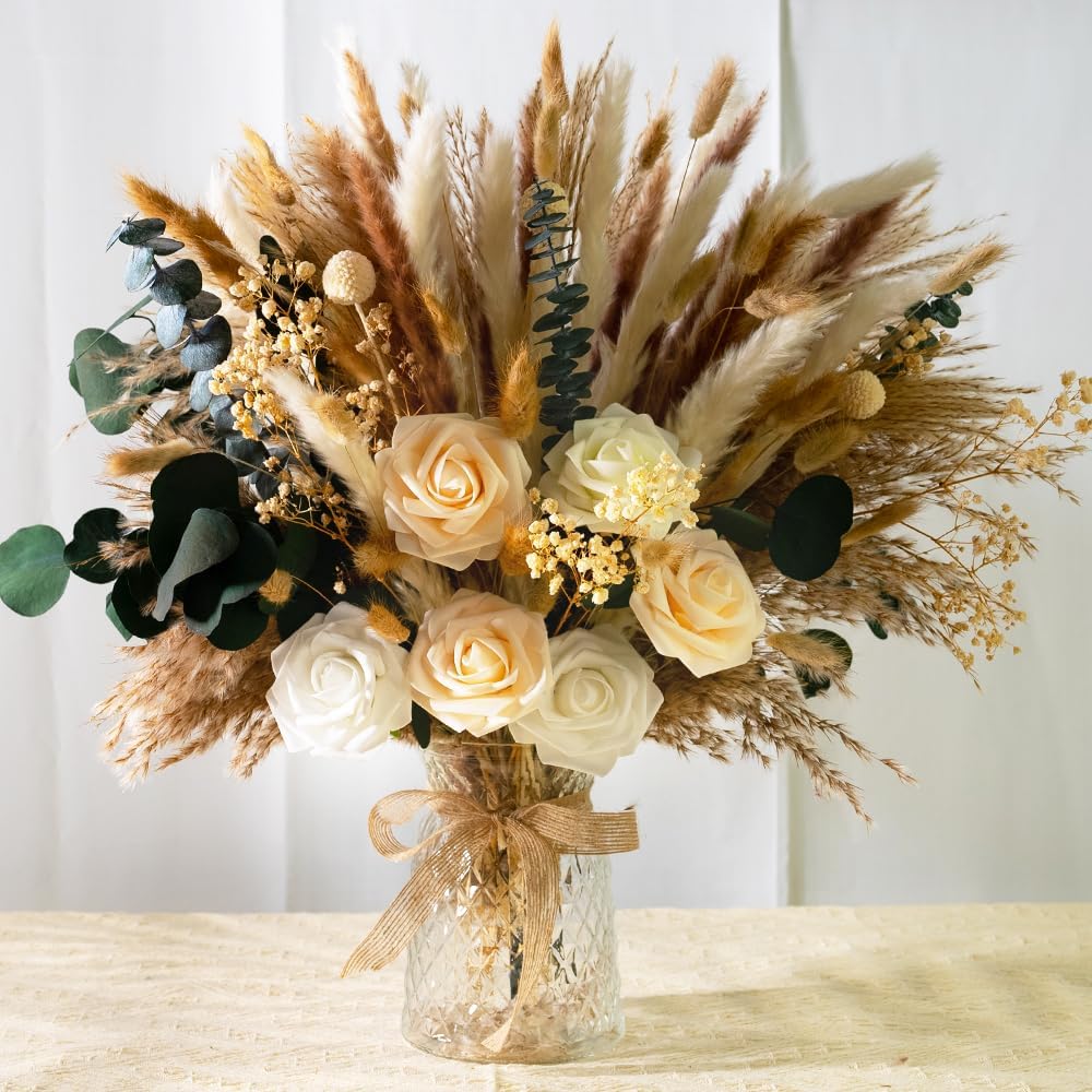 Vase Boho Home Decor Bouquet Bunny Tails Dried / Natural / Set of 101