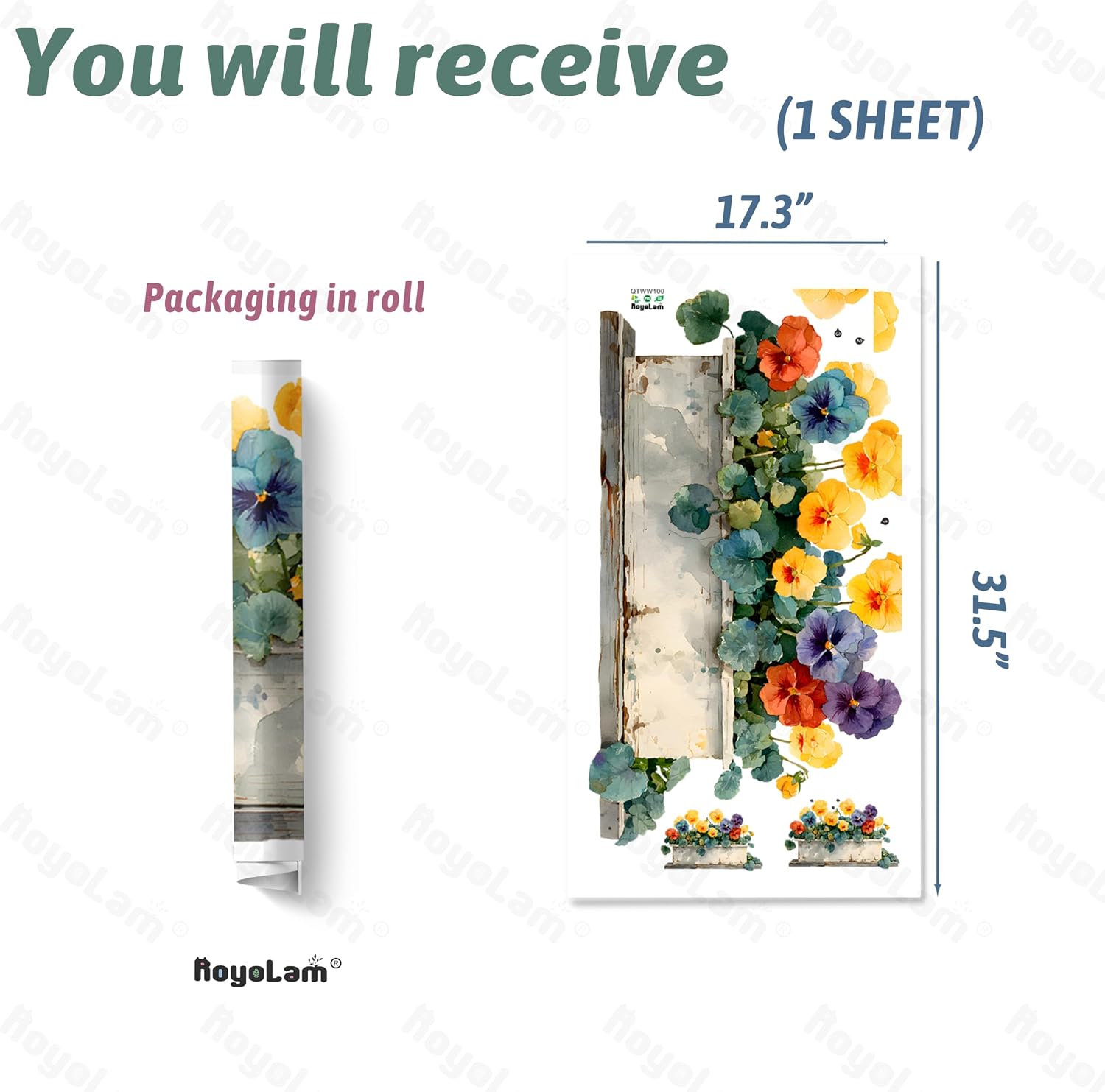 Pansy Flower Wall Decals Removable Rustic Garden Bloom Vinyl Stickers for Nursery Living Room