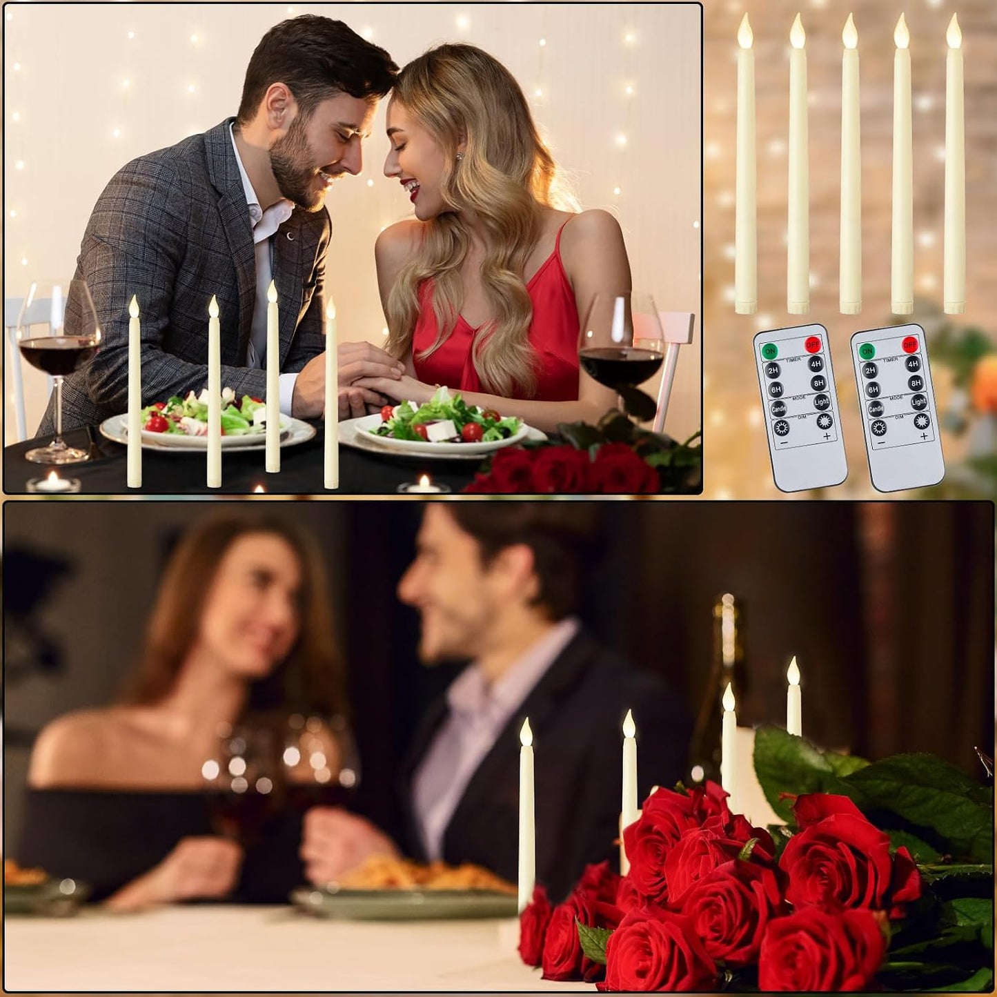 120 Pcs Flameless Taper Candles with Remote and Timer 11" Battery Operated Candlesticks LED Flickering Faux Candles