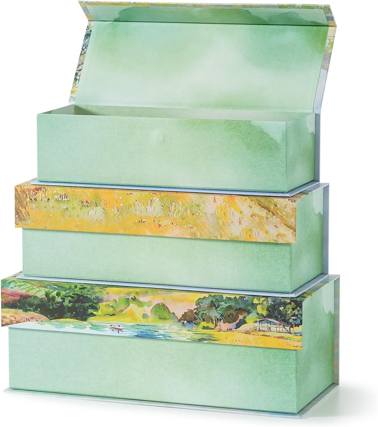 Cardboard Boxes / Decorative Storage Boxes / Pastoral Tranquility / Set of 3