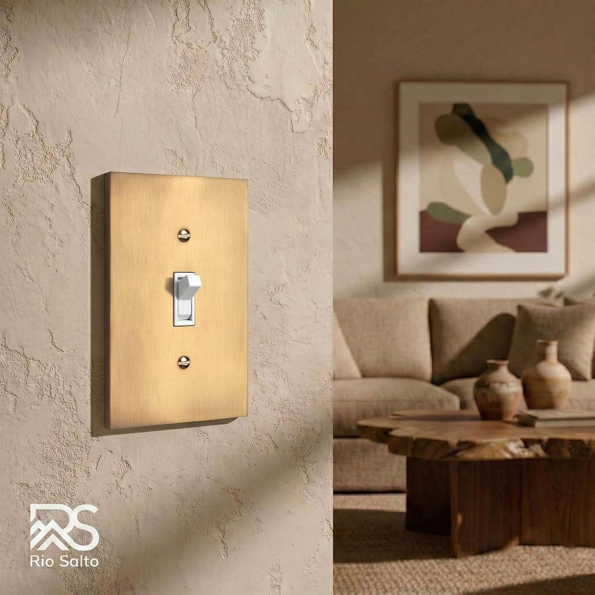 Rio Salto Toggle Light Switch Cover Plate Single Flip Switch Brushed Gold Metal 1-Gang Outlet Covers Wall Plates —