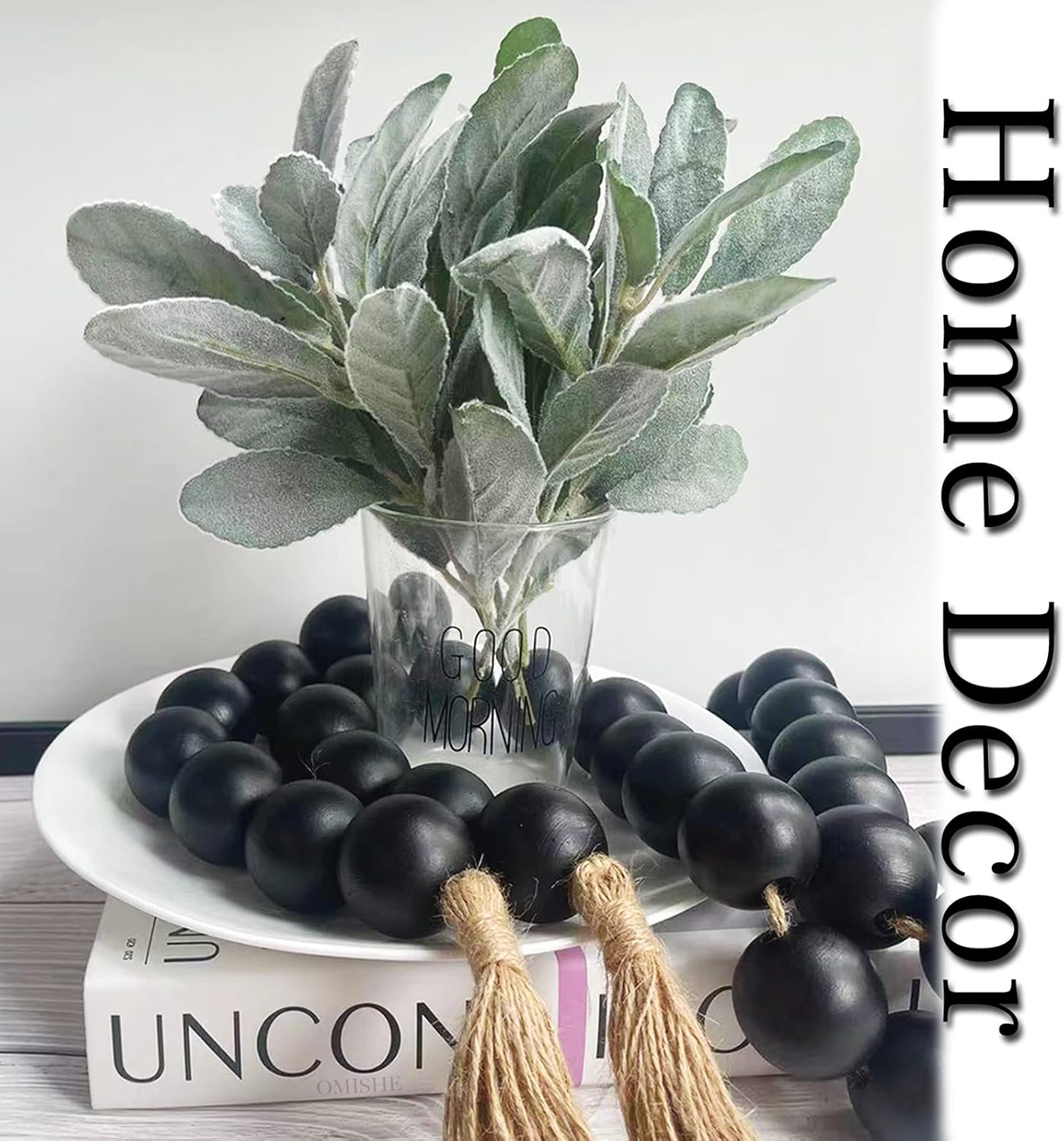60" Long Extra Large Wood Bead Garland / 3 Black / 60 Inches