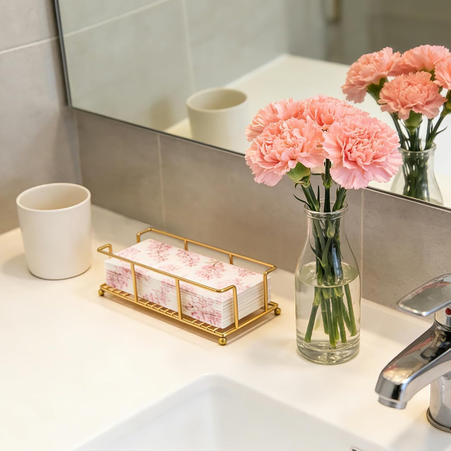 Bathroom Paper Towel Holder Bathroom Guest Towel Holder Tray / Gold