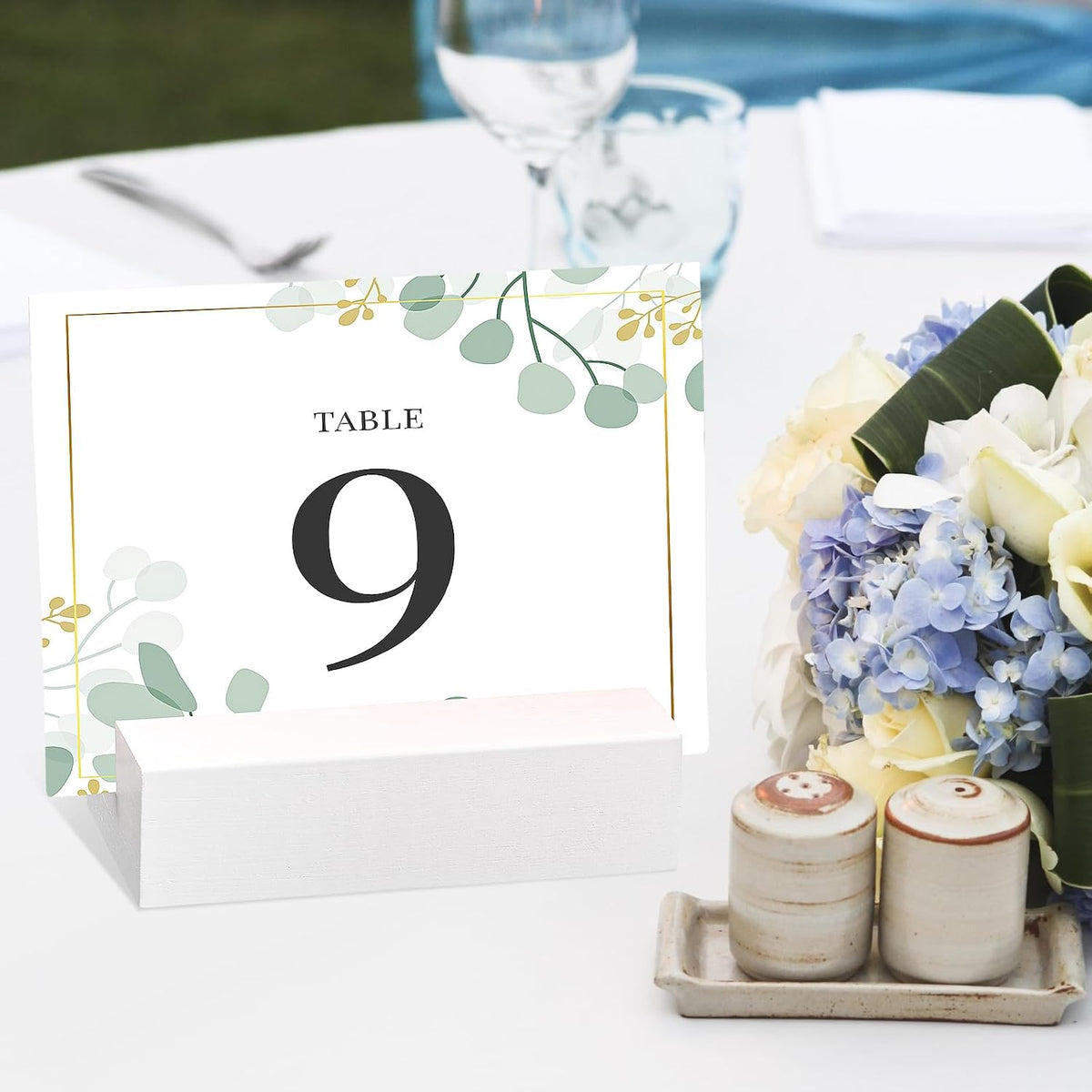 Blosssound 24 Pcs Wood Place Card Holders,3 x 1.6 x 0.8 Inches,White | Table Number Stands Wedding Party Events, Name
