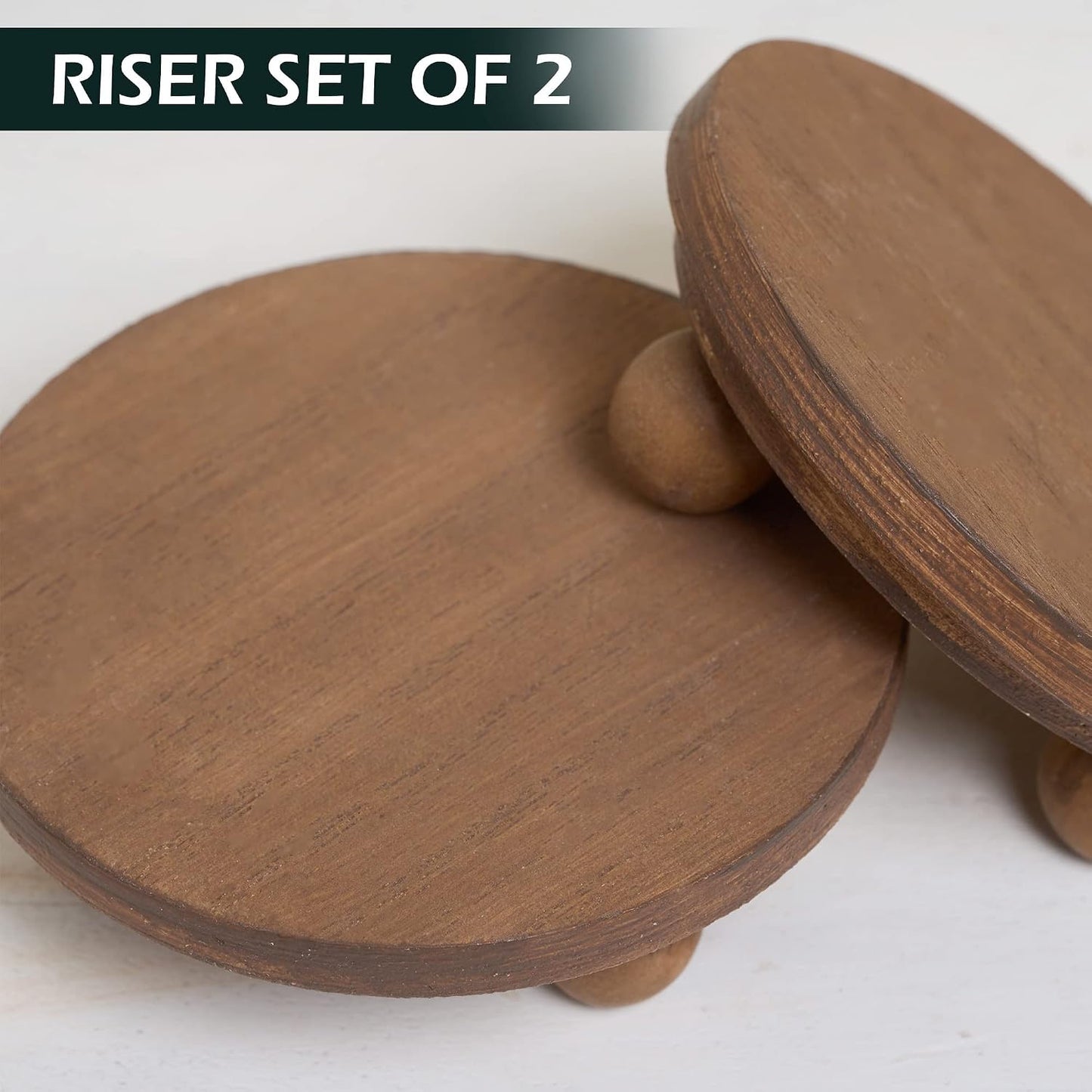 Small "Round Rustic Pedestal Display Stand / 5" Wood-round / 5 Inch / Set of 2