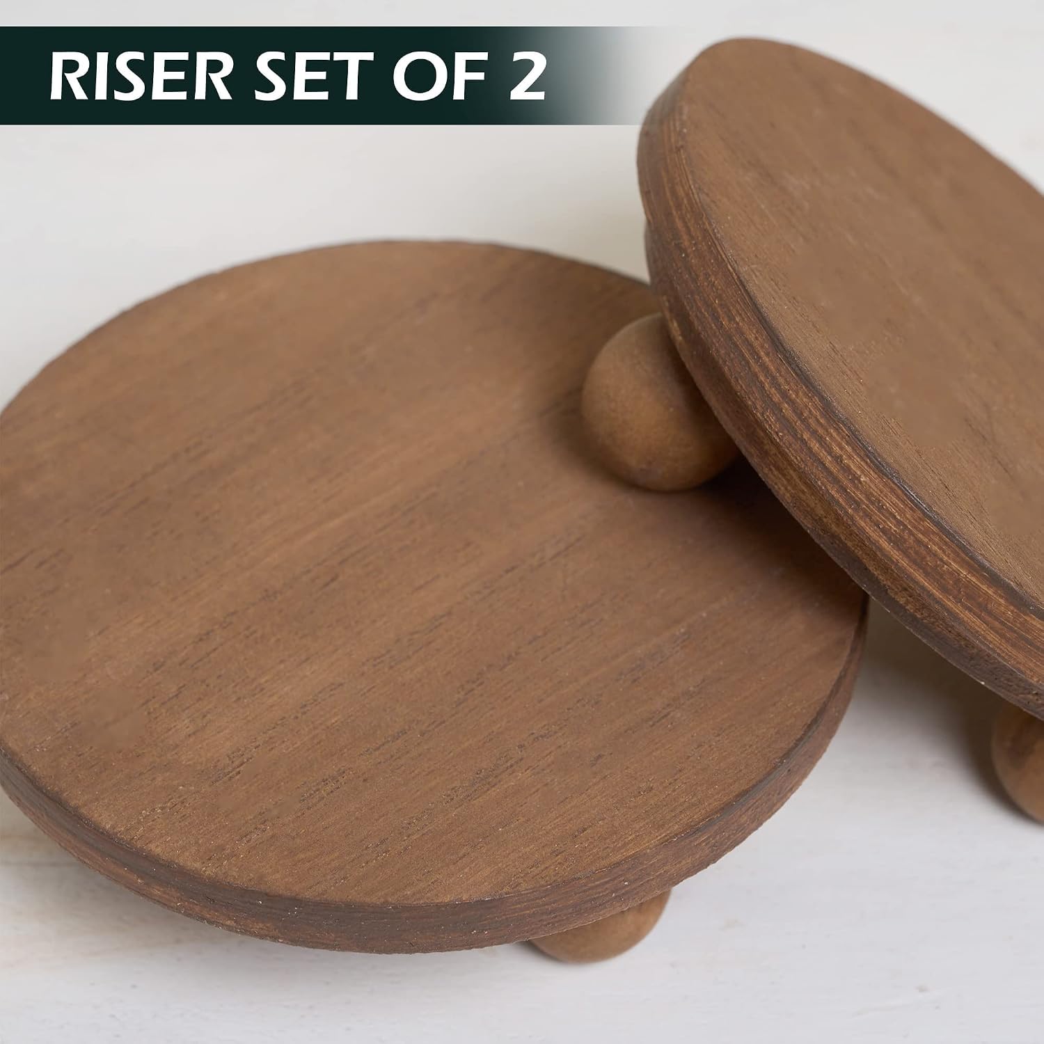 Small "Round Rustic Pedestal Display Stand / 5" Wood-round / 5 Inch / Set of 2