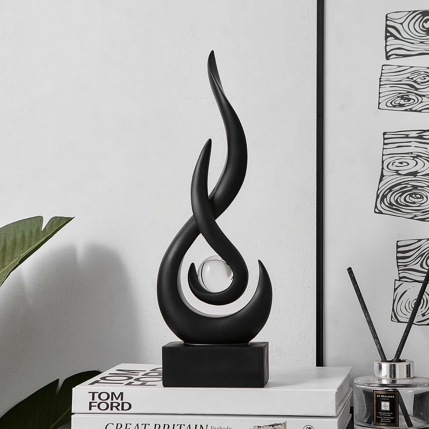 Resin Art Flame Figurines / Black-13.7"h
