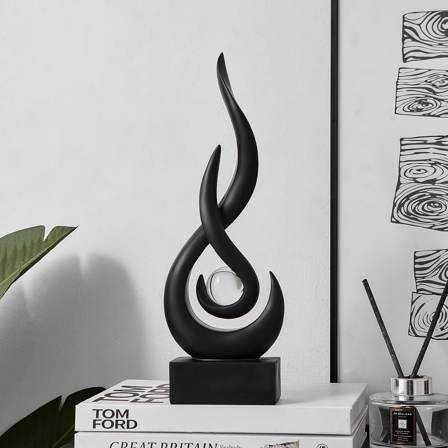 Resin Art Flame Figurines / Black-13.7"h