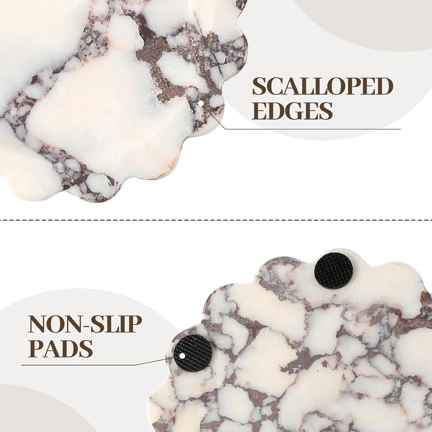 5.51" Scalloped Marble Tray / Calacatta Viola / D=5.51 / Natural