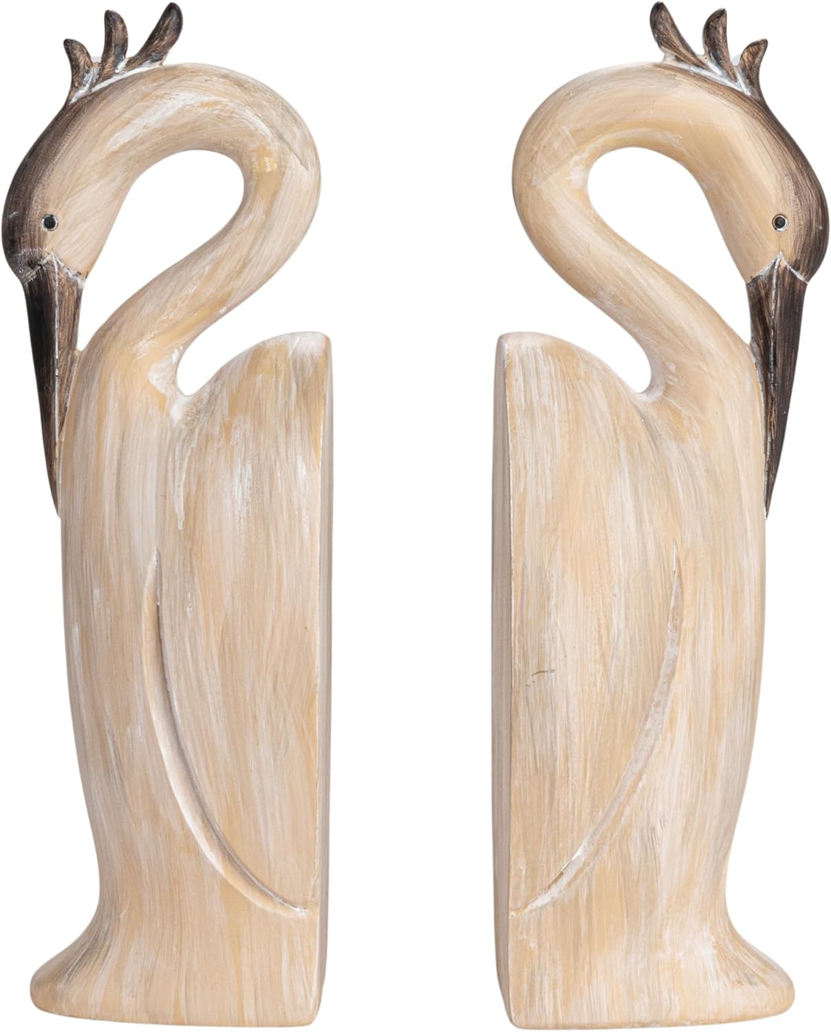 Resin Heron Bookends / Cream