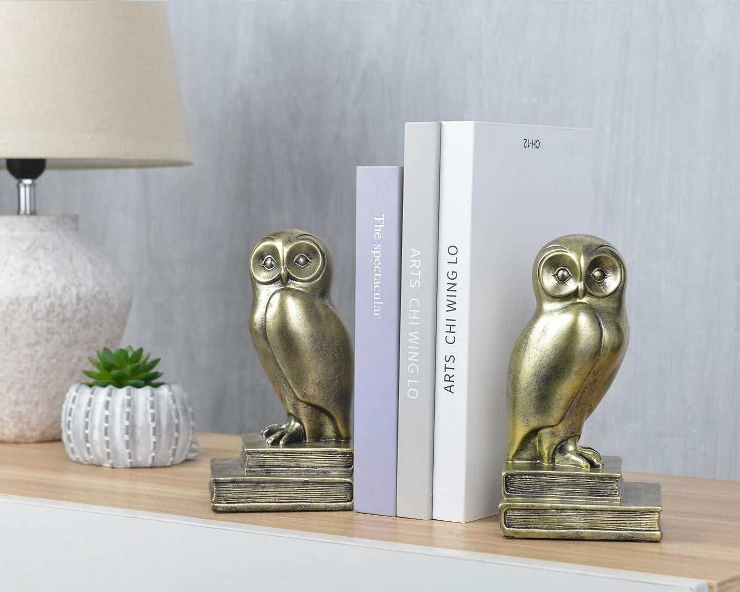 Vintage Owl Bookends / Gold