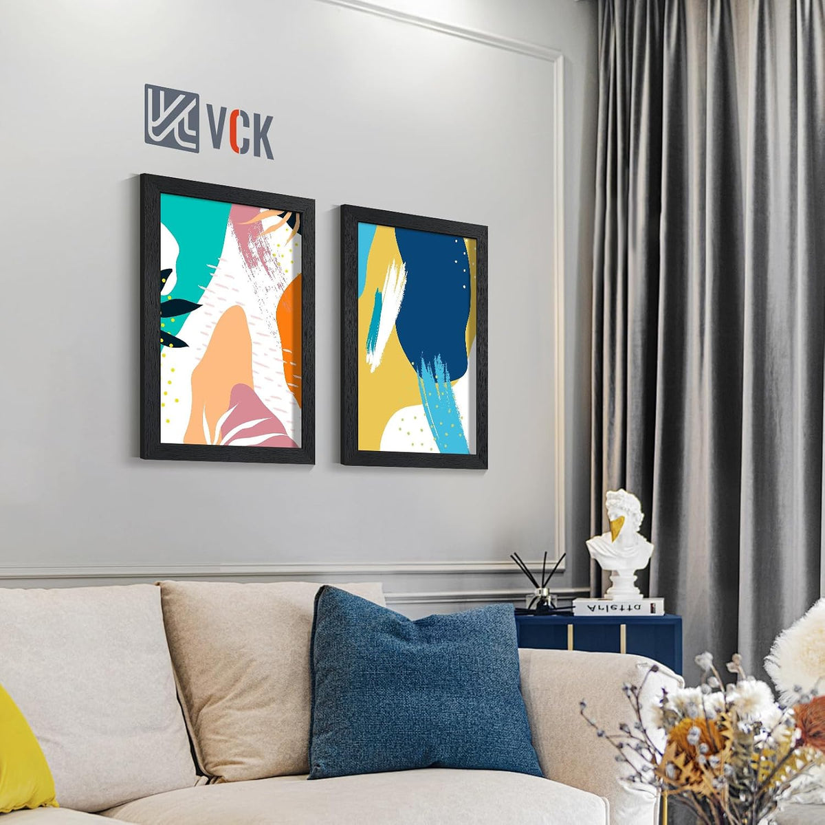 VCK 12x18 Frames - Black, Wide Border Solid Wood Poster Frame, Display Pictures in Horizontal and Vertical, for Home