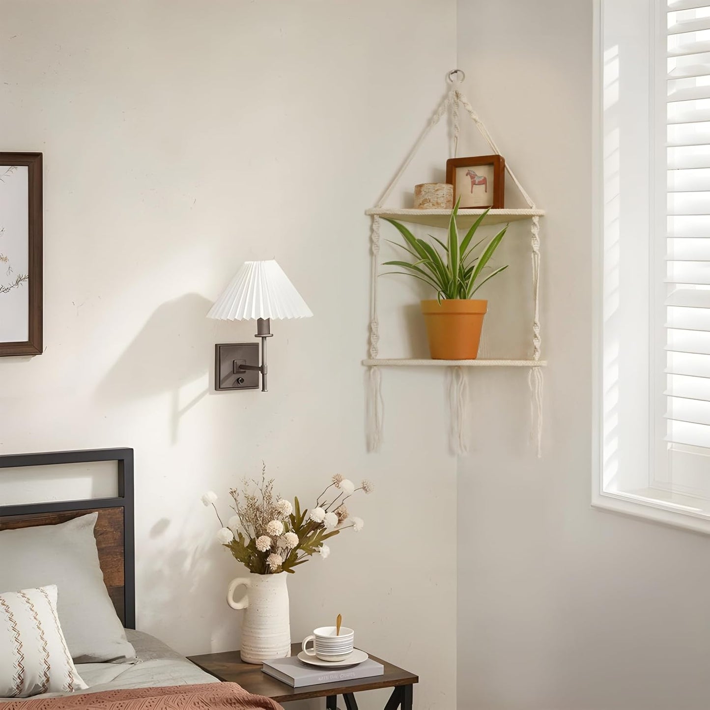 Rustic Wooden Plant / Beige - 2 Tier