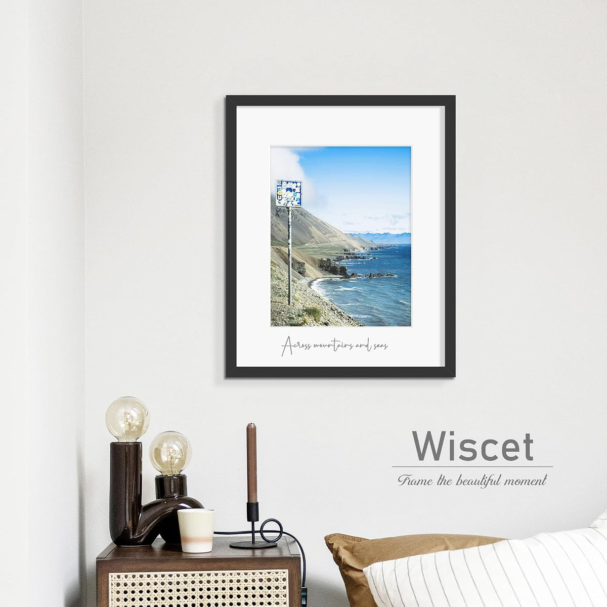 Wiscet 16x20 Picture Frame Set of 4, for Wall Mounting, Black | Display Picture 11x14 with Mat or 16x20 Poster Frame