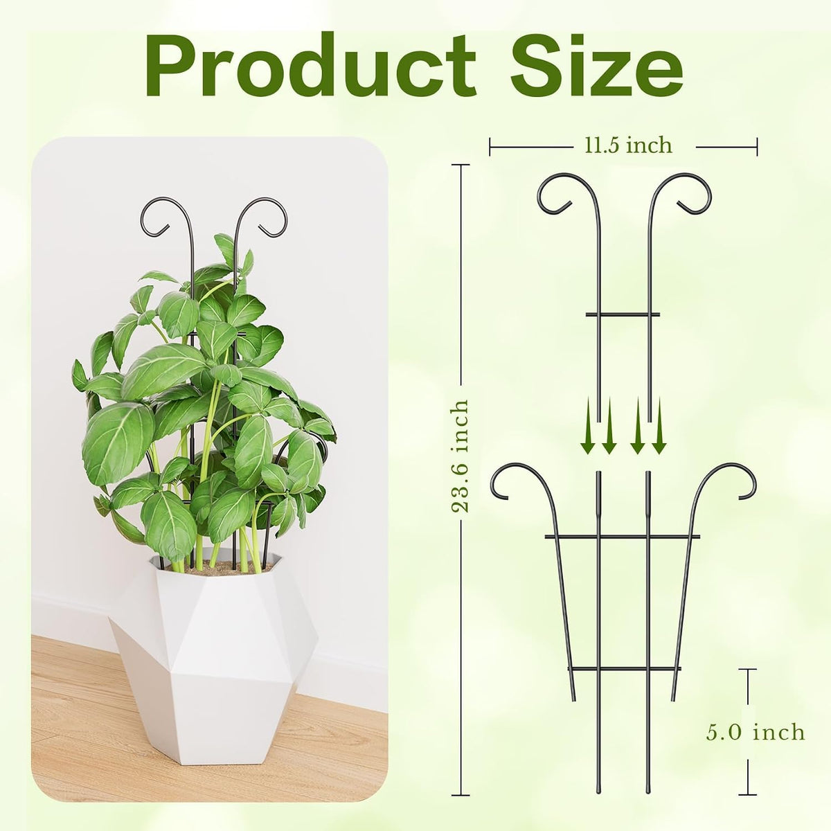 Larger 23.6in Plant Trellis for Climbing Plants Indoor Outdoor, 4 Pack Expandable Metal Trellis for Potted Plants