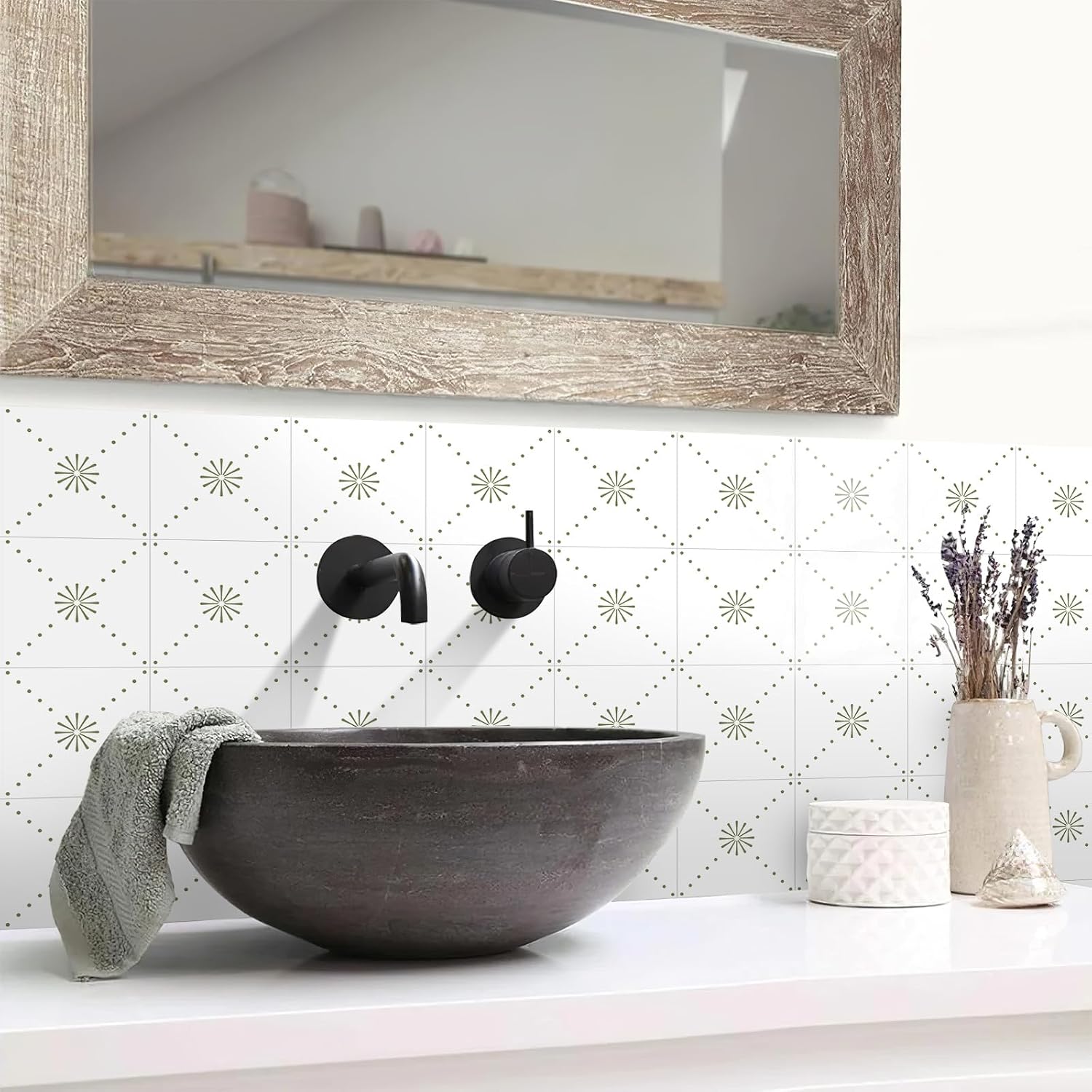 Peel & Stick Wall Tile Stickers Backsplash Self Adhesive / Green / 6 x 6 / Set of 12