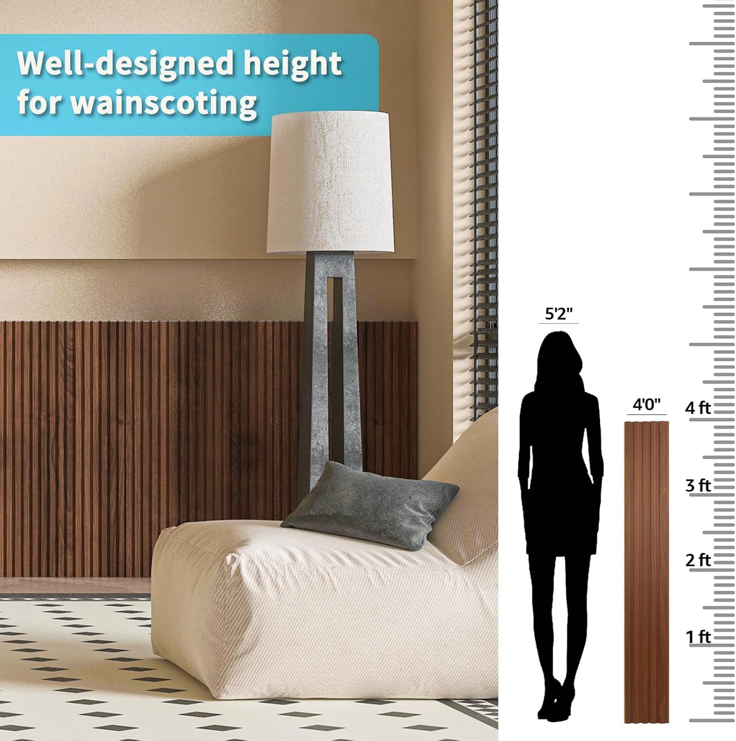 WPC Wainscoting Panels / 48" * 6 / Teak / 48 x 6 / Set of 16