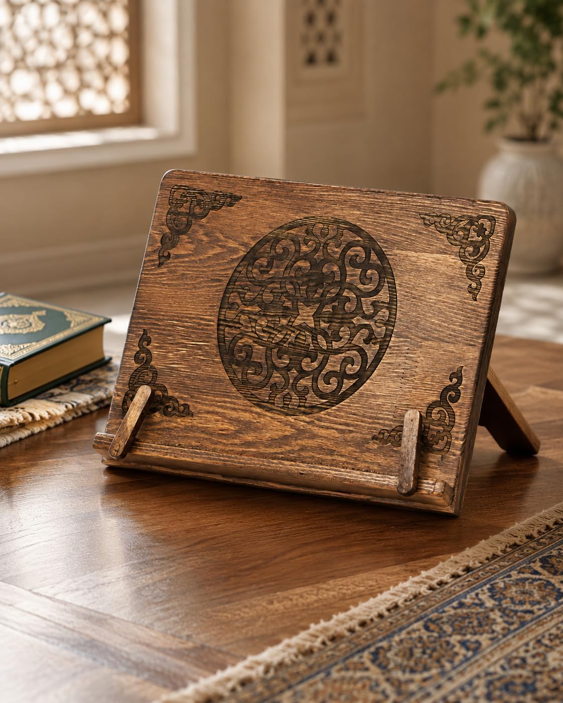 ihvan online, Vintage Wooden Book Holder Stand, Portable and Adjustable Cookbook Holder, Tablet Recipe Book Bible or