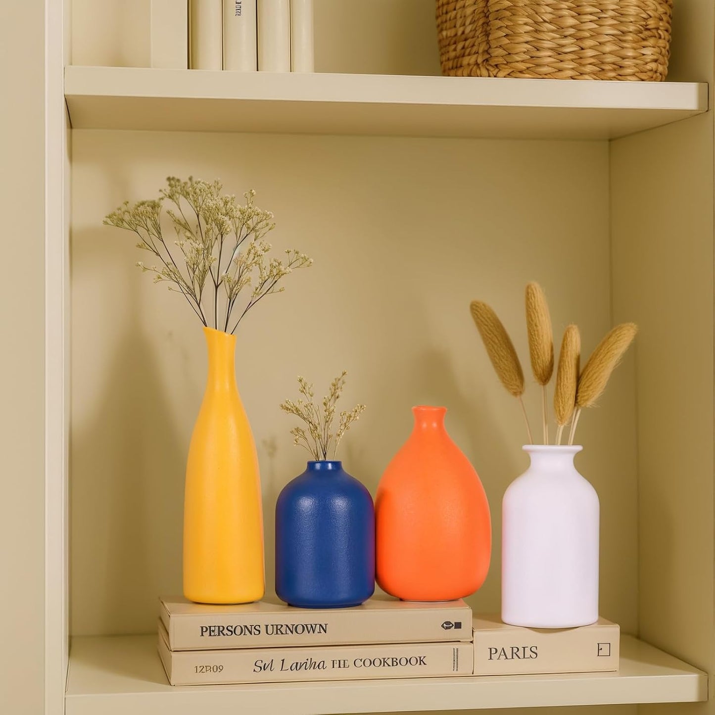 Multi-Color Ceramic Small Bud Vases / Multicolor-a / White / Set of 4