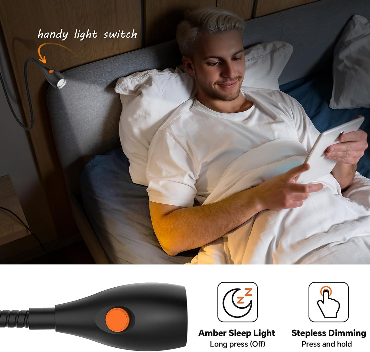 Wall Mounted Reading Light, Headboard Light with Lamp Head Switch | Minimalist Design, USB-C Powered, CRI 95+,4000K +