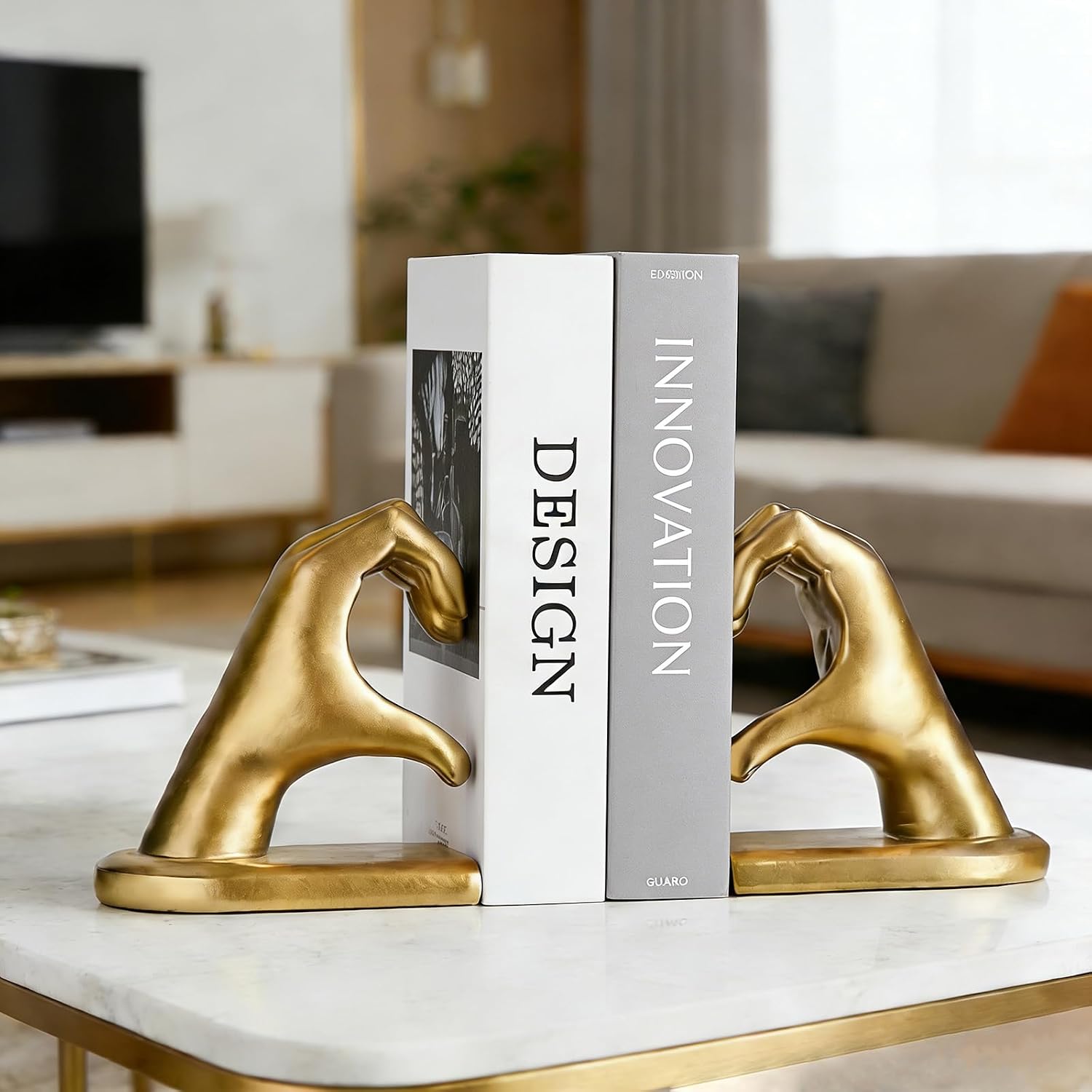 Book / Heart Design Book Ends / Gold