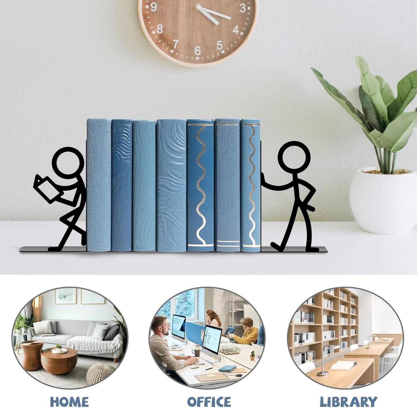 Metal Bookends Book Ends / Reading People / Black