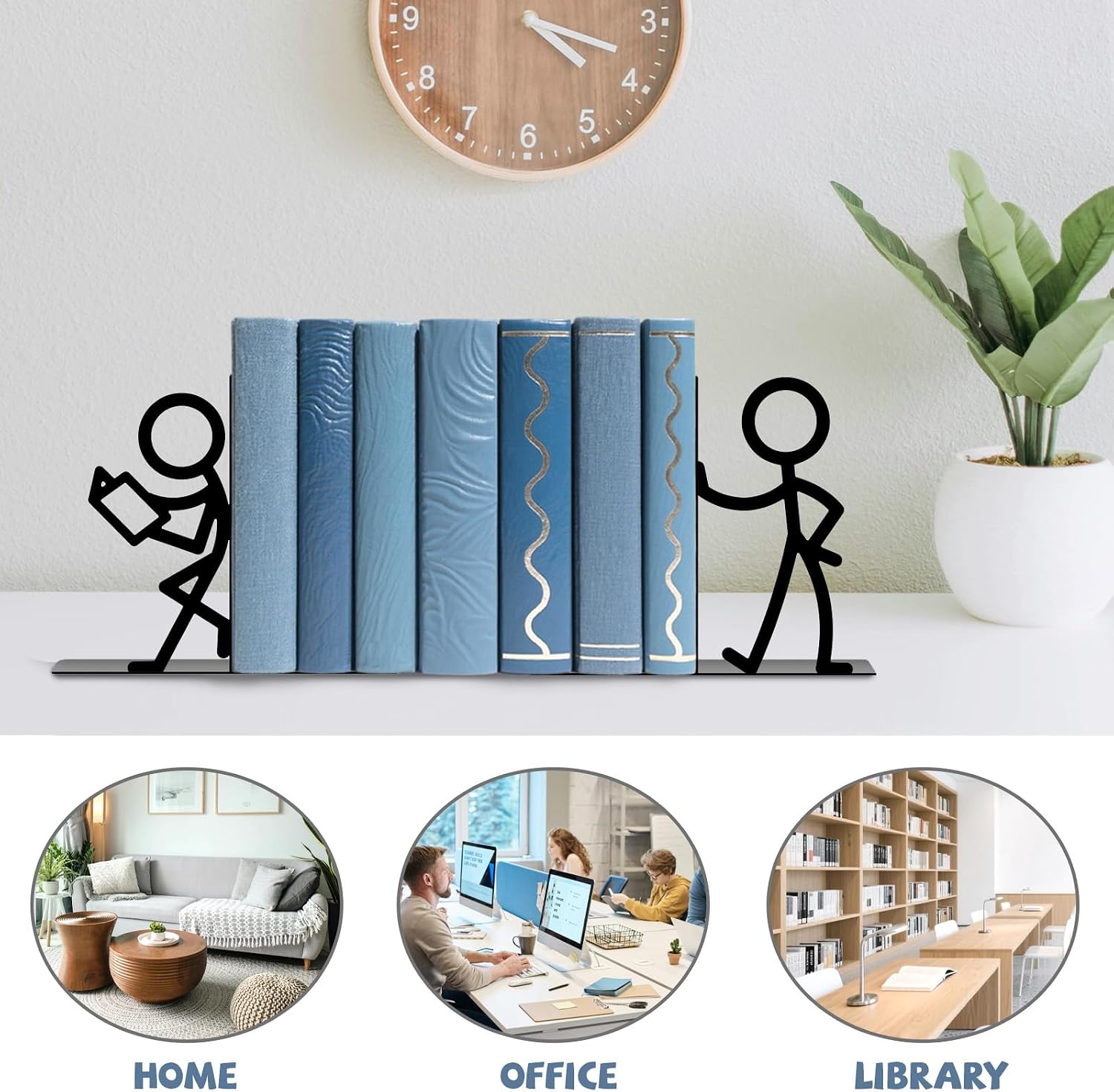 Metal Bookends Book Ends / Reading People / Black