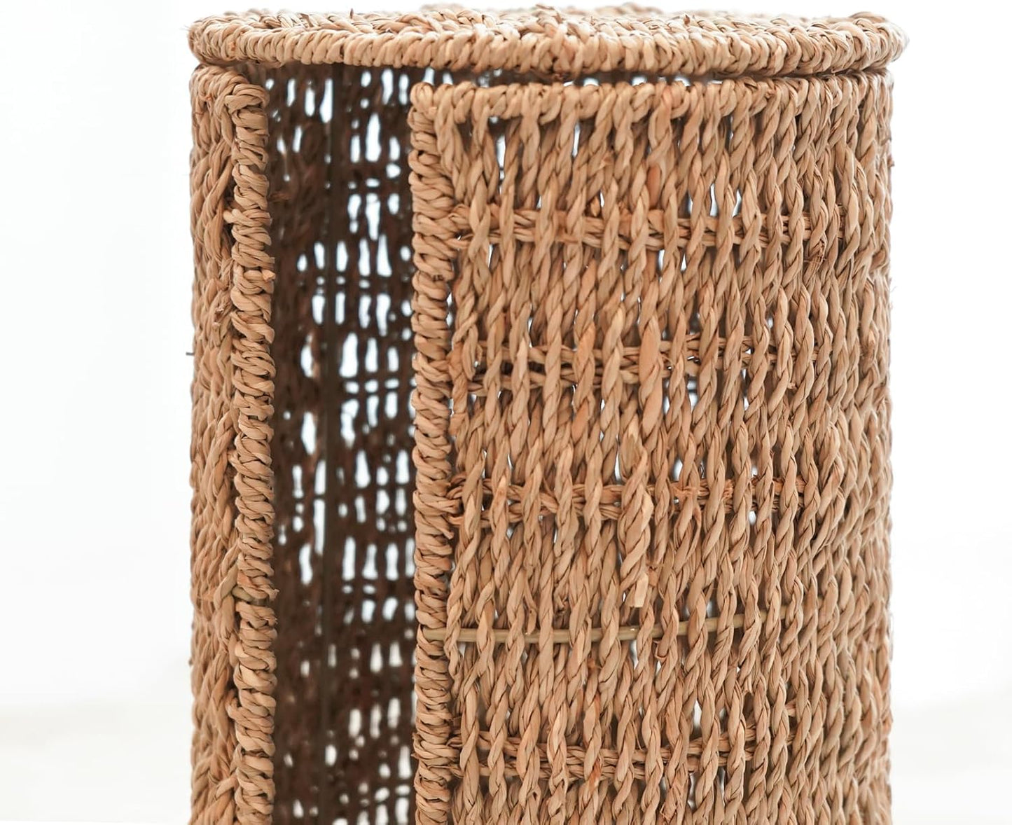 PINXIURY Seagrass Toilet Paper Holder with Storage, 3 Rolls of Wicker Toilet Paper Holder for Bathroom and Under Sink