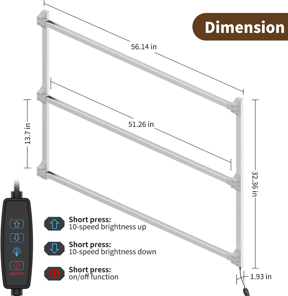Vinyl Record Shelf Wall Mount with LED Lights, Floating Shelf for Vinyl Record Display, 51-INCH Aluminum Alloy Record