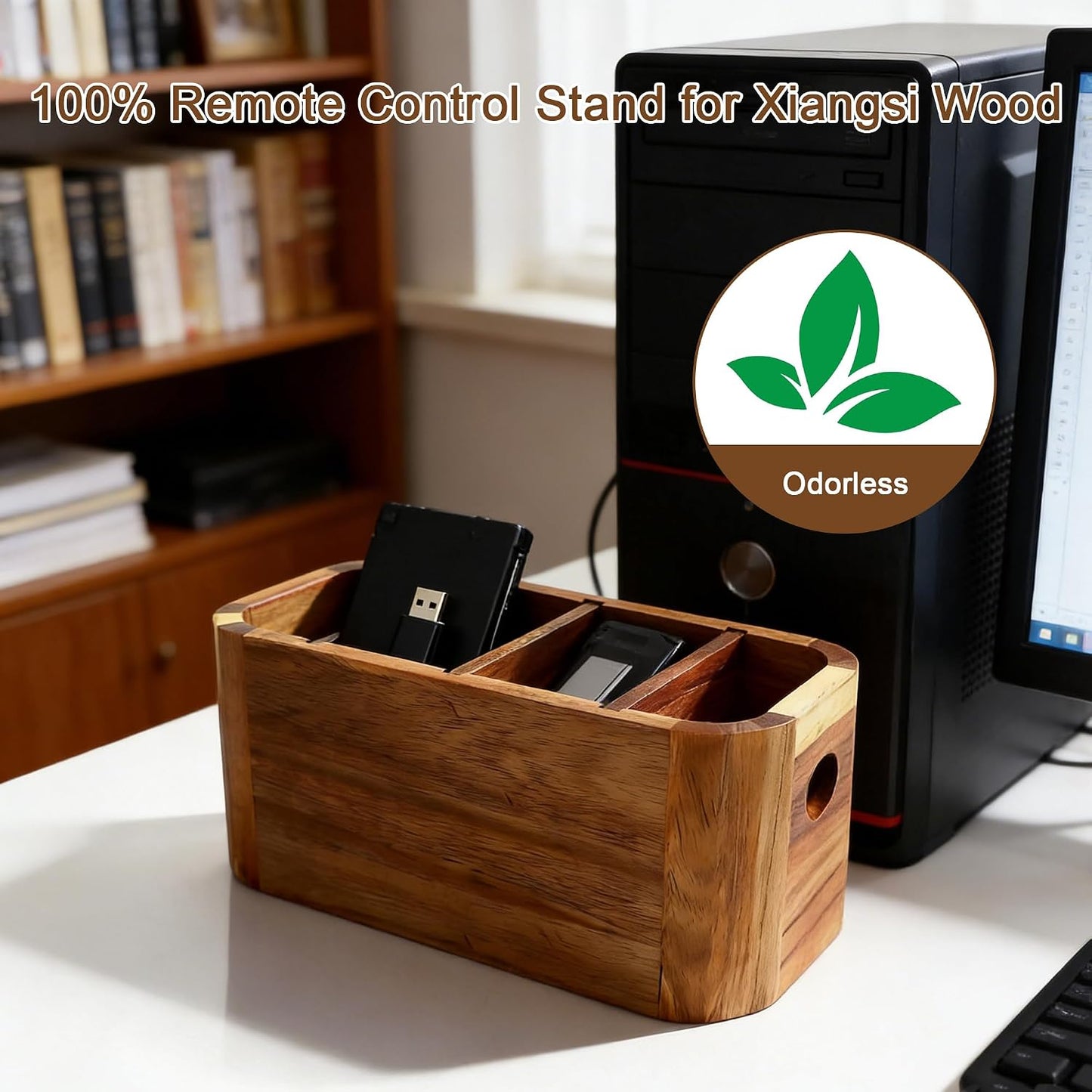 TV Remote Holder / Acacia Wood Remote Control Holder