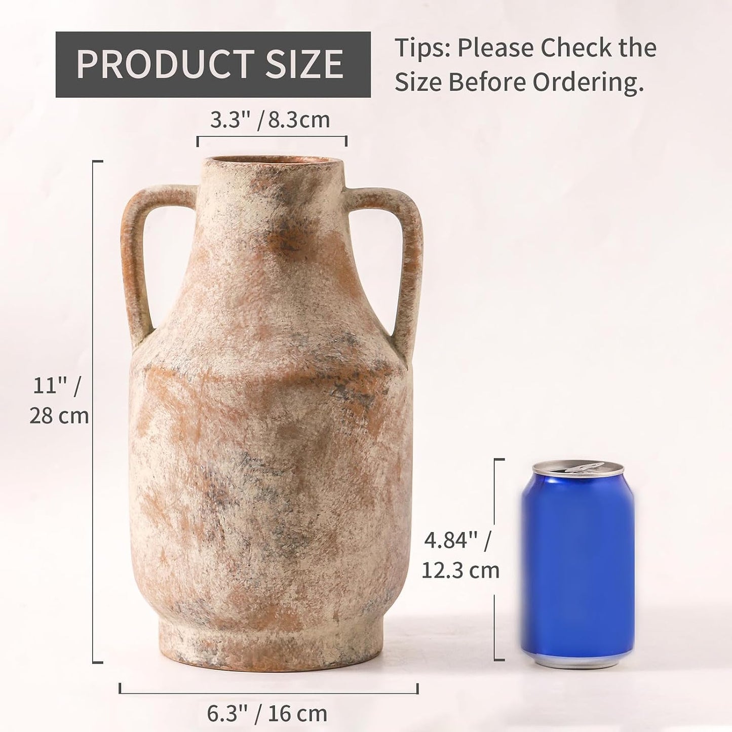 Ceramic Flower Vase / 11"h-terracotta / 11 Inch