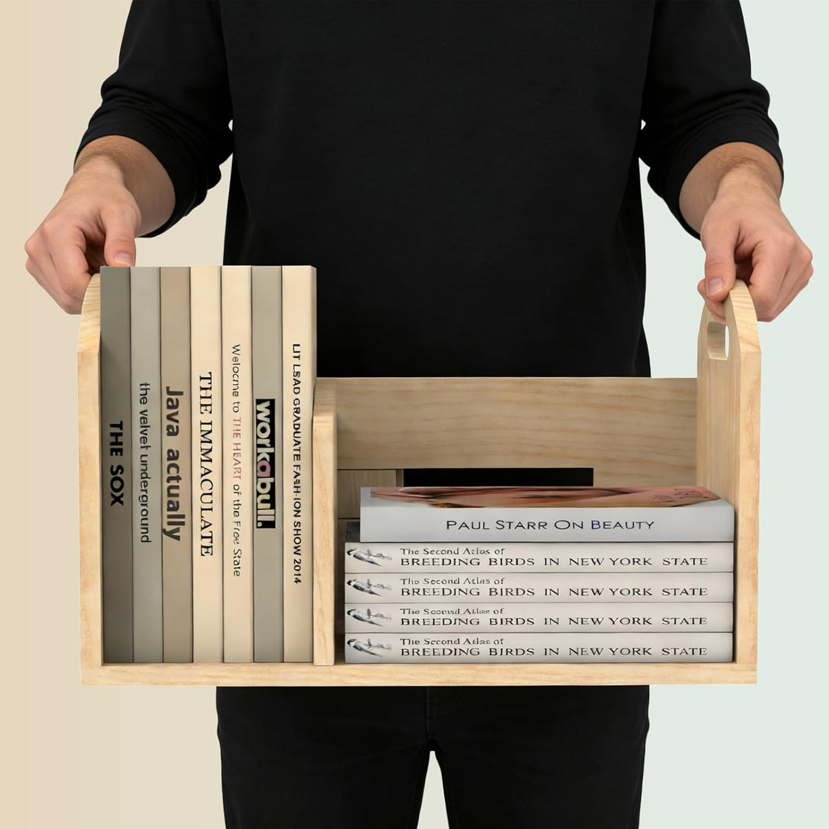 Wood Desktop Bookshelf, Upright Tabletop Book Shelf With Adjustable Divider Secure Books in Place, Desk Shelf for Top