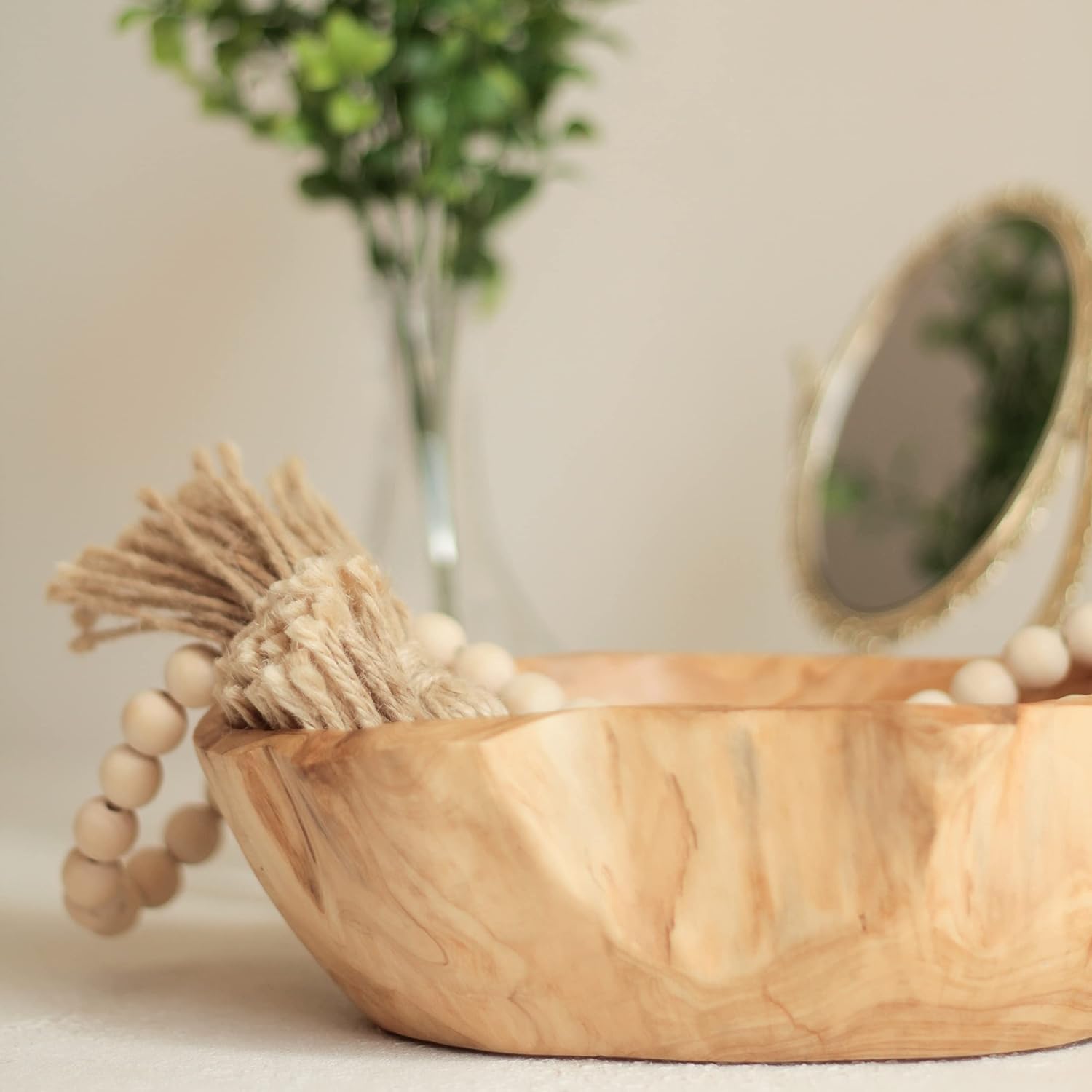 Wood Bead Garland / Natural / 8 Inch