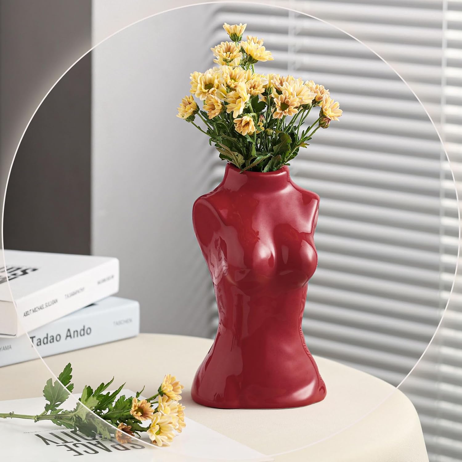 Small Ceramic Vase for Flowers Modern Art Vase / Female Vase- Red