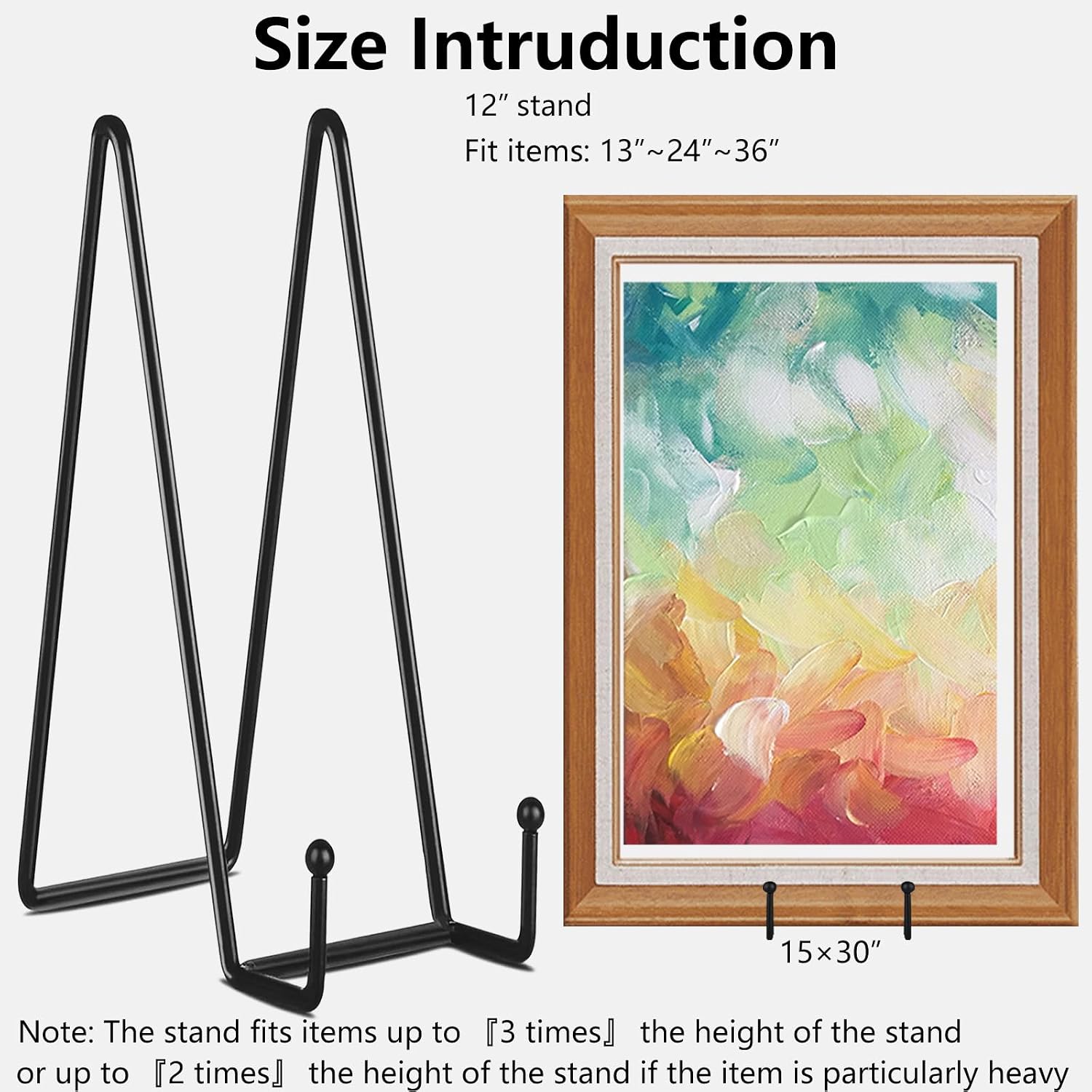 Large Metal Frame Stand for Picture / Black / 12 Inch / Set of 5