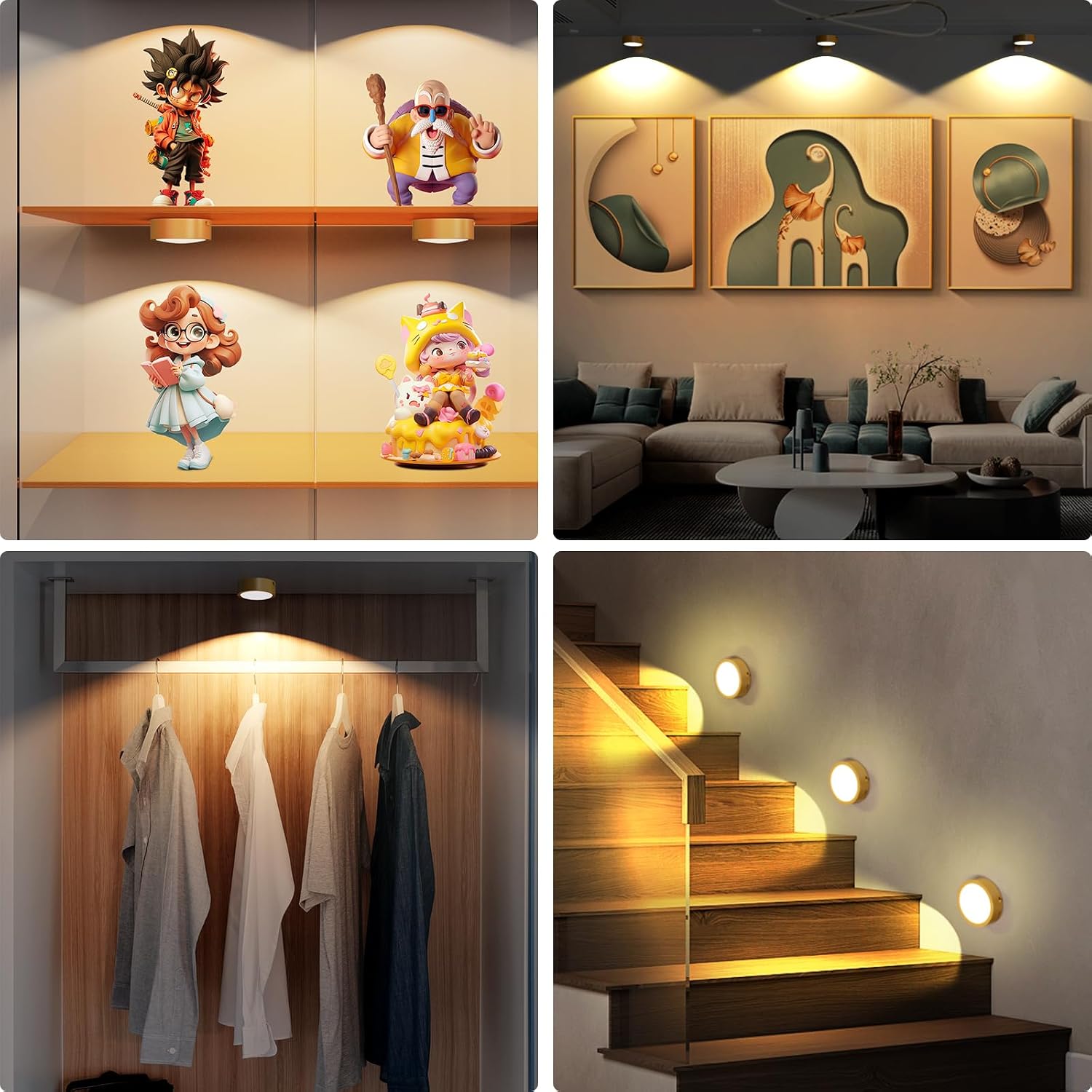 Narotood 6 Pack Picture Lights for Wall, Rechargeable Battery Operated Wall Lights, Picture Frame Lights with 3