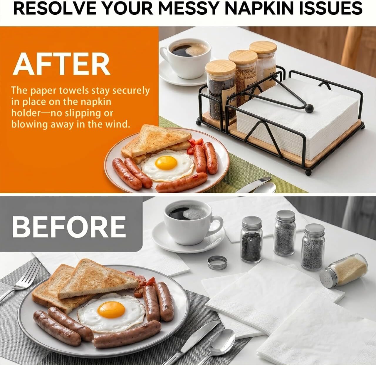 Metal and Wood Napkin Holder