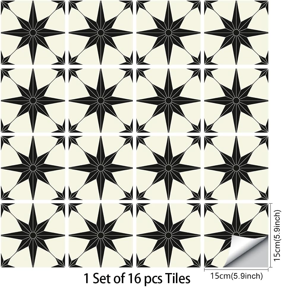 Peel and Stick Self Adhesive Removable Tiles Backsplash / Ds-01-l / 6 x 6 / Set of 16