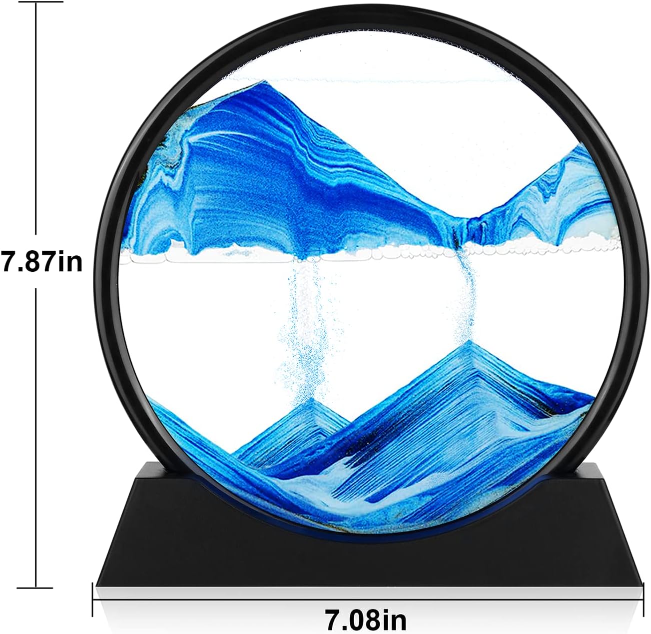 Round Glass 3D Deep Sea Sandscape / Blue / Set of 7