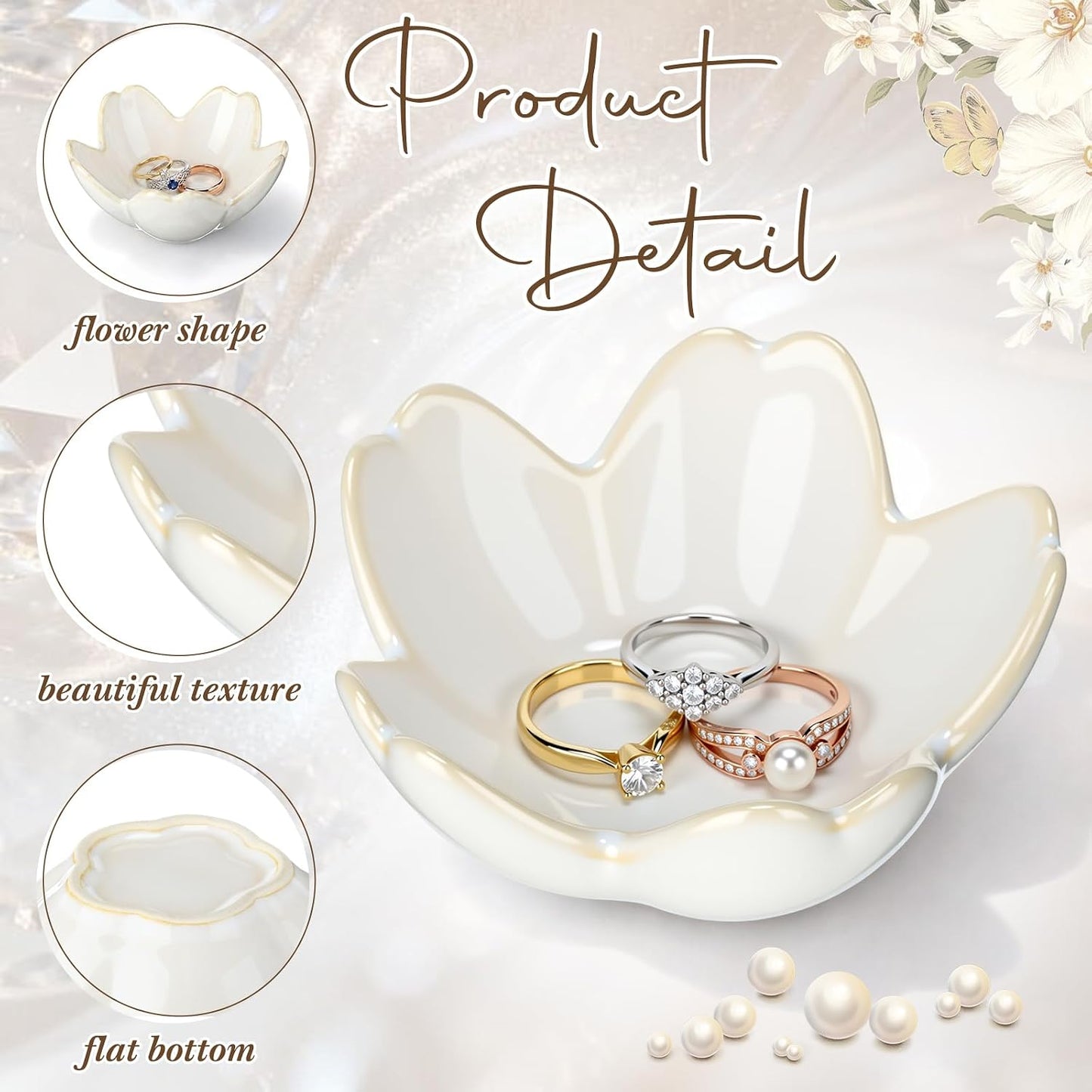 Box Greeting Card Small Glass Trinket Dish Tray for Earrings / Ceramic / Set of 12