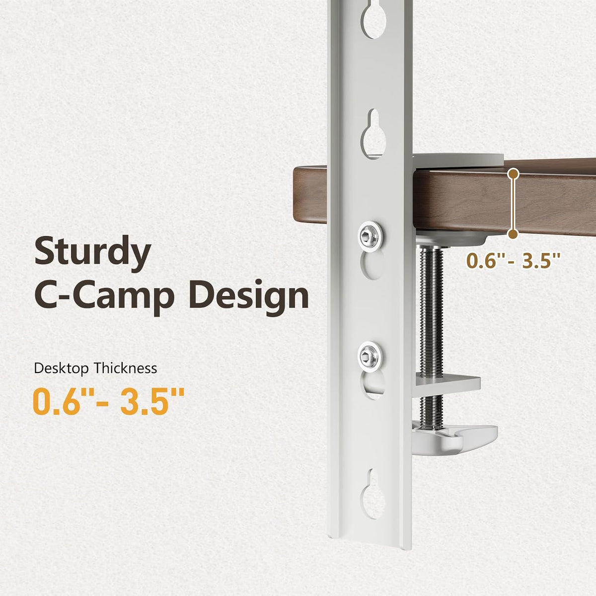 3 in 1 Clamp-on Desk Extender Shelf, 15.7×7.5 Inch, White | Adjustable Desk Riser for Monitor & Keyboard, Heavy-Duty