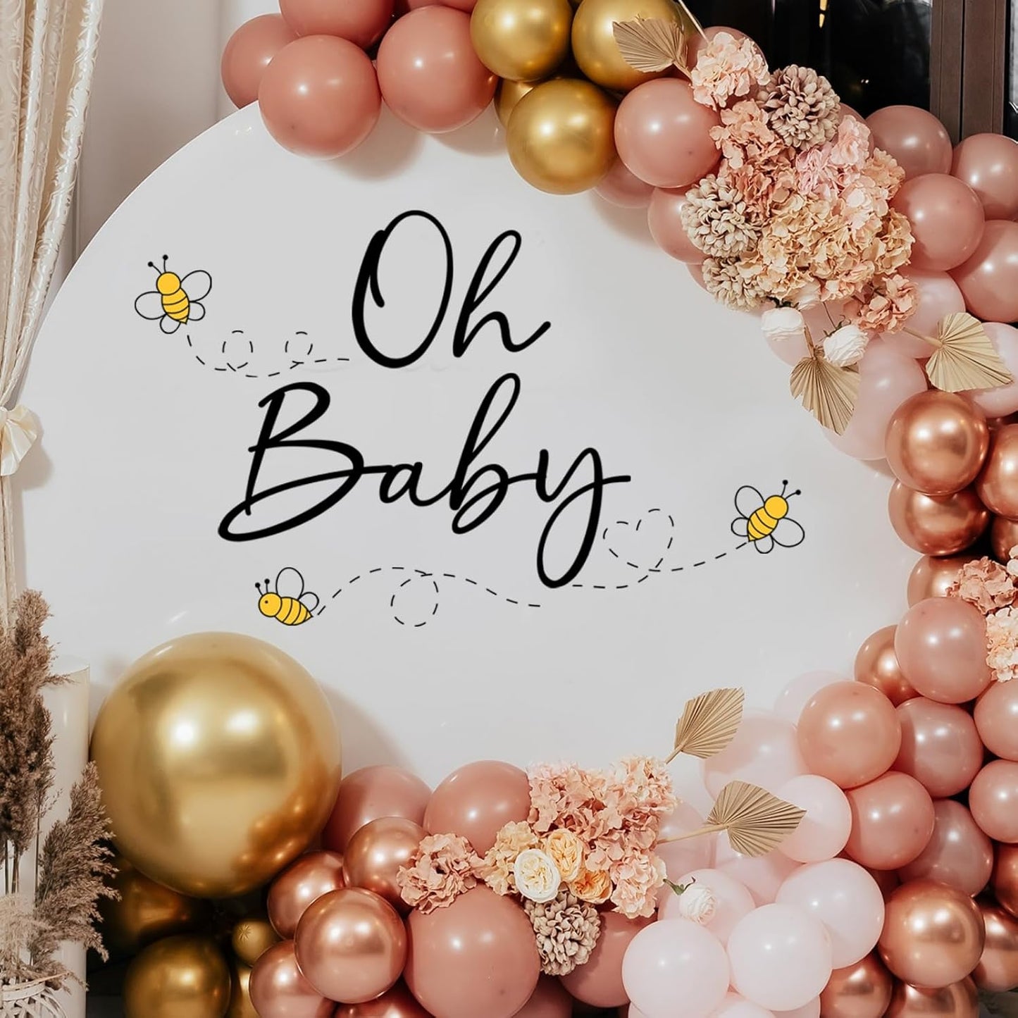 Oh Baby Letters Bees Decal Sign for Backdrop Boy Girl Neutral Gender Reveal Decor Large Stickers