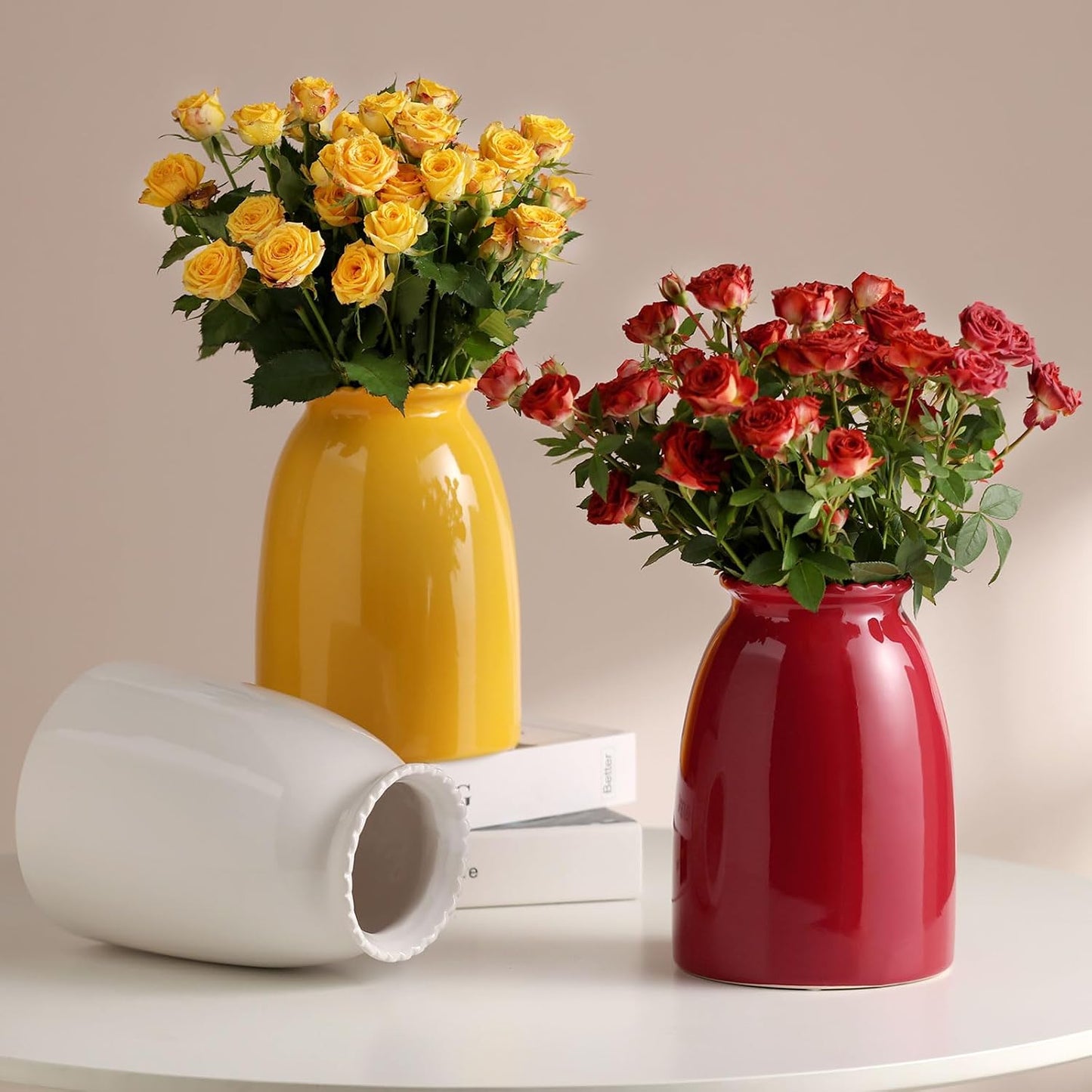 Modern Vases / Red Flower Vase- Ceramic Vase for Decor / Red-8.5inch