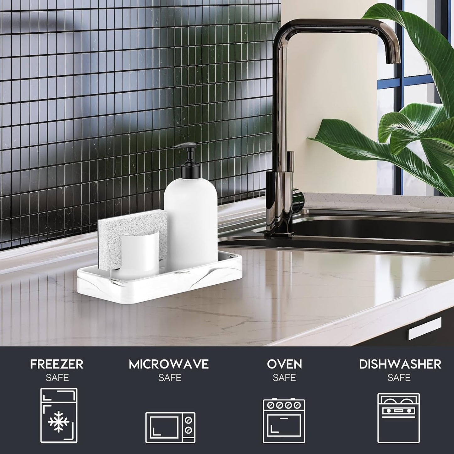 Rectangular Ceramic Trays / Marble White / 7.9 x 4 x 1.1
