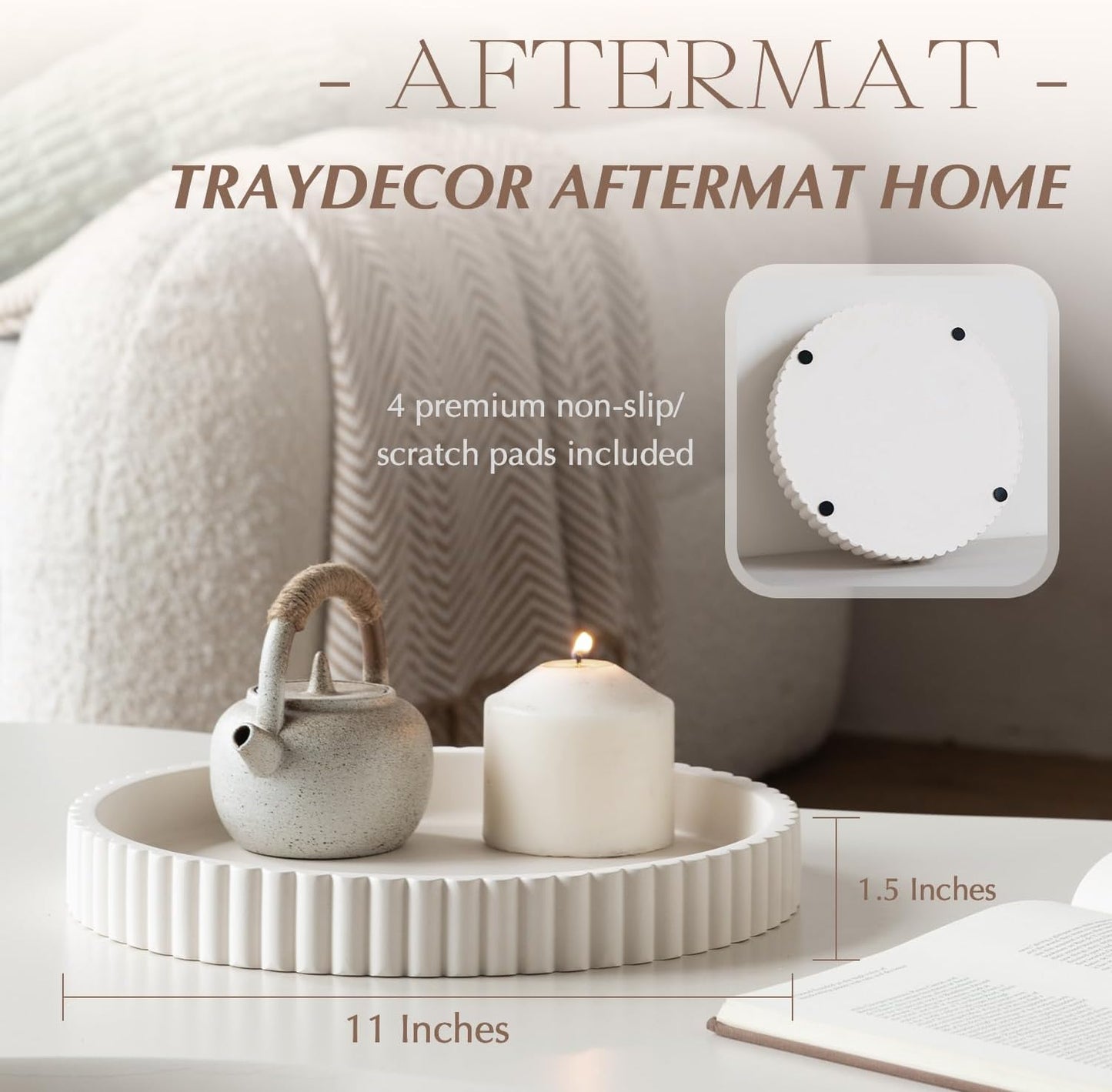 Decorative Tray / White / 11"L x 11"W x 1.5"H